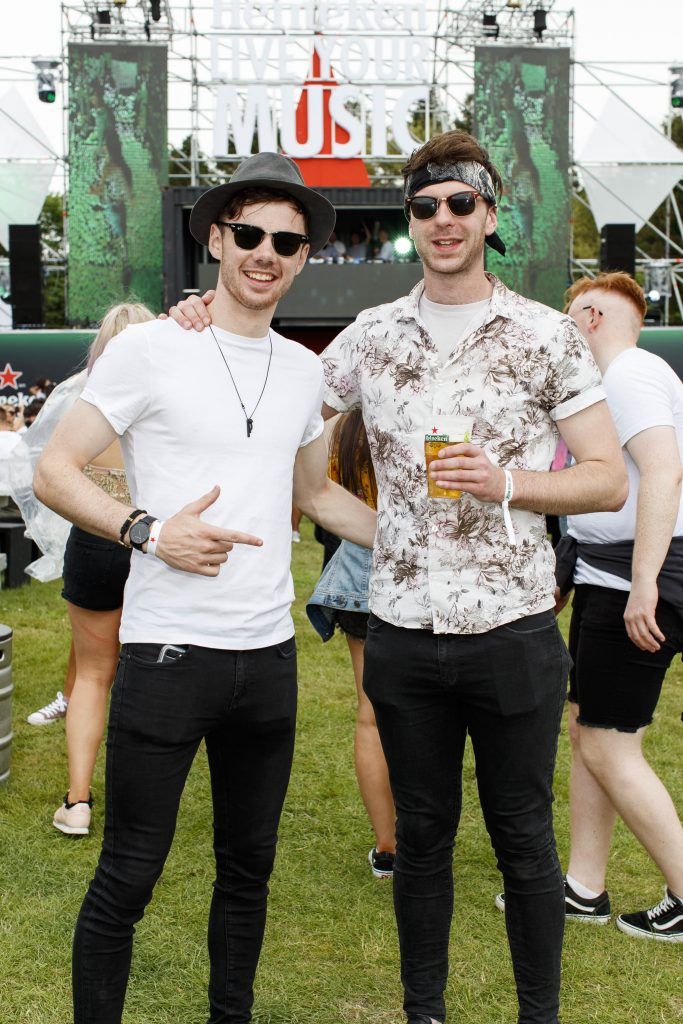 Ross McNerney and Podge Gill pictured at the Heineken 'Live Your Music' area, a new music experience that the crowd can control, at Longitude Festival 2017, Marlay Park. Picture by Andres Poveda