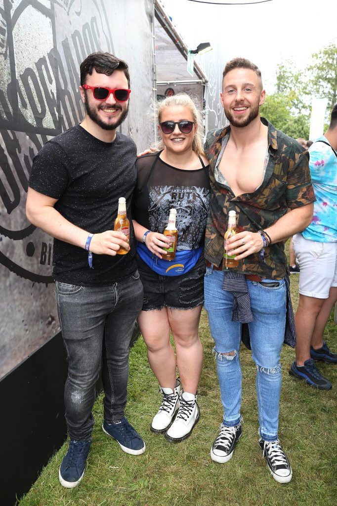 Barry Chambers with Cheryl McHale and Lee Vahey pictured at Desperados Inner Tequila Studios (14th July 2017) at Longitude, Marlay Park. Pic by Robbie Reynolds