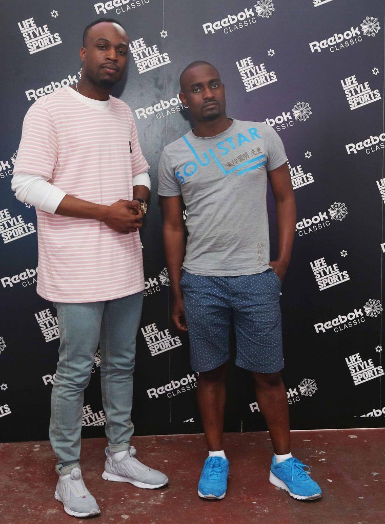 Akin Akintoye and God Knows pictured at the Reebok and Life Style Sports event at The Chocolate Factory. Photo: Leon Farrell/Photocall Ireland