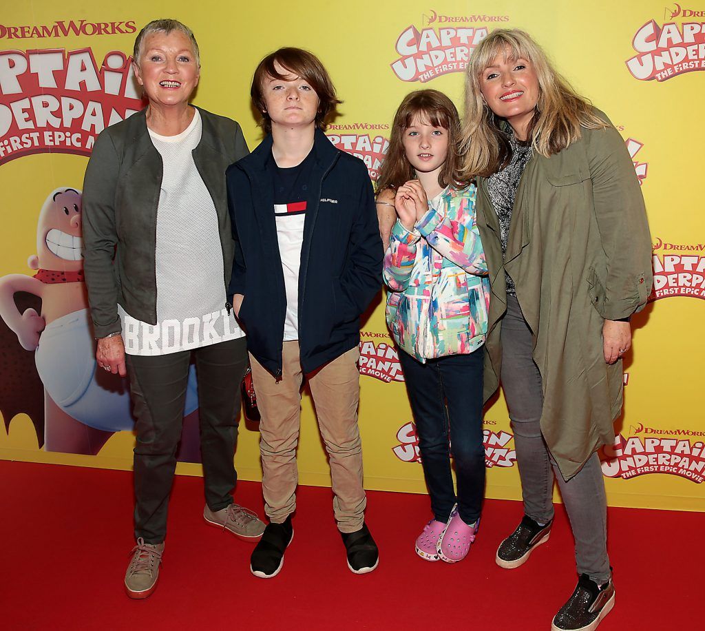 Marie Kelly Finn Sweeney, Josephine Sweeney and Deirdre Sweeney at the special family preview screening of Captain Underpants: The First Epic Movie at the Odeon Cinema in Point Village, Dublin. Photo by Brian McEvoy