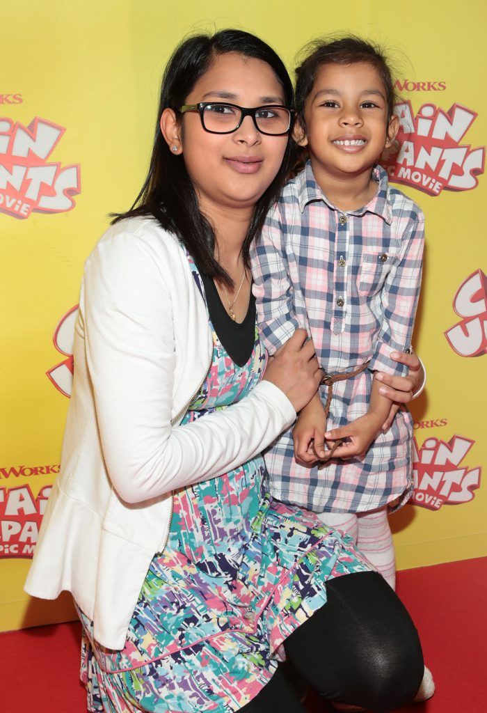 Mushiira Nawool and Aleena Nawool at the special family preview screening of Captain Underpants: The First Epic Movie at the Odeon Cinema in Point Village, Dublin. Photo by Brian McEvoy