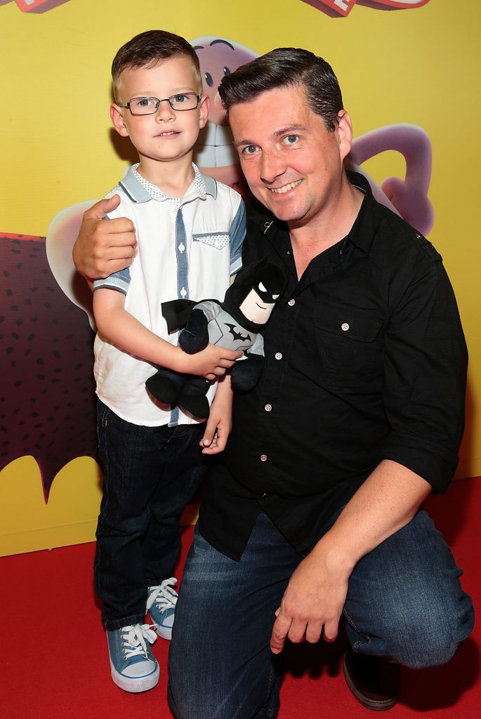 Aaron Wall and Derek Wall at the special family preview screening of Captain Underpants: The First Epic Movie at the Odeon Cinema in Point Village, Dublin. Photo by Brian McEvoy