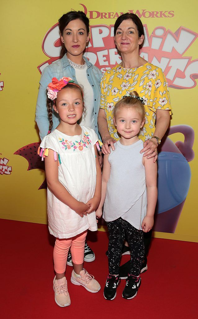 Rebecca Whelan, Caroline Whelan, Layla Pierce and Mia Whelan at the special family preview screening of Captain Underpants: The First Epic Movie at the Odeon Cinema in Point Village, Dublin. Photo by Brian McEvoy