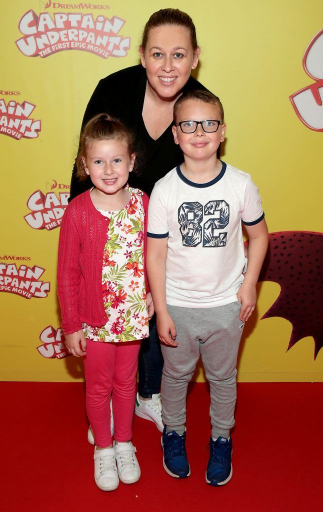 Ava Norman, Avril O Connor and Alex Norman at the special family preview screening of Captain Underpants: The First Epic Movie at the Odeon Cinema in Point Village, Dublin. Photo by Brian McEvoy