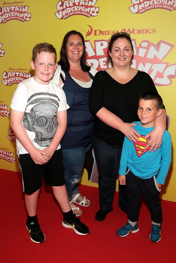 Morgan Fallon, Louise Fallon, Teresa Murphy Carolan and Caelan Murphy Carolan at the special family preview screening of Captain Underpants: The First Epic Movie at the Odeon Cinema in Point Village, Dublin. Photo by Brian McEvoy