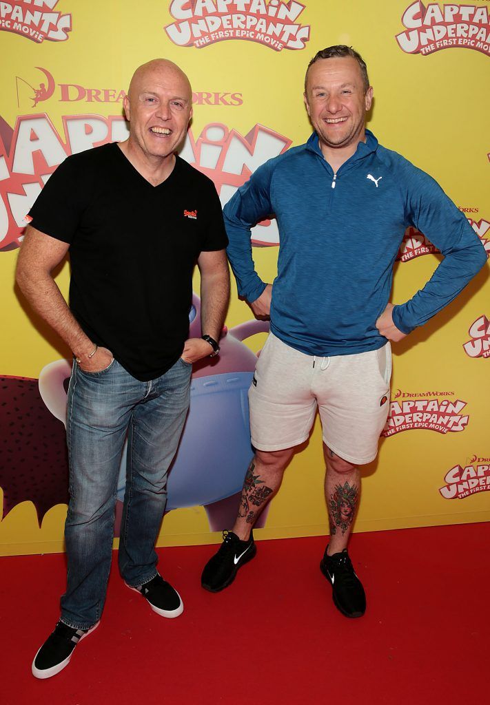Radio Presenters Jim McCabe and PJ Gallagher at the special family preview screening of Captain Underpants: The First Epic Movie at the Odeon Cinema in Point Village, Dublin. Photo by Brian McEvoy