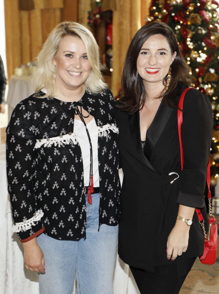 Amanda Wallace and Doireann O'Neill at Johnson Brothers Prestige Christmas in July beauty showcase at the Shelbourne Hotel. Photo by Kieran Harnett