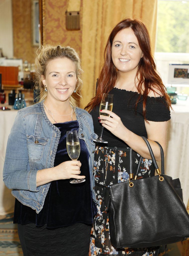 Caoimhe Young and Denise Smith at Johnson Brothers Prestige Christmas in July beauty showcase at the Shelbourne Hotel. Photo by Kieran Harnett