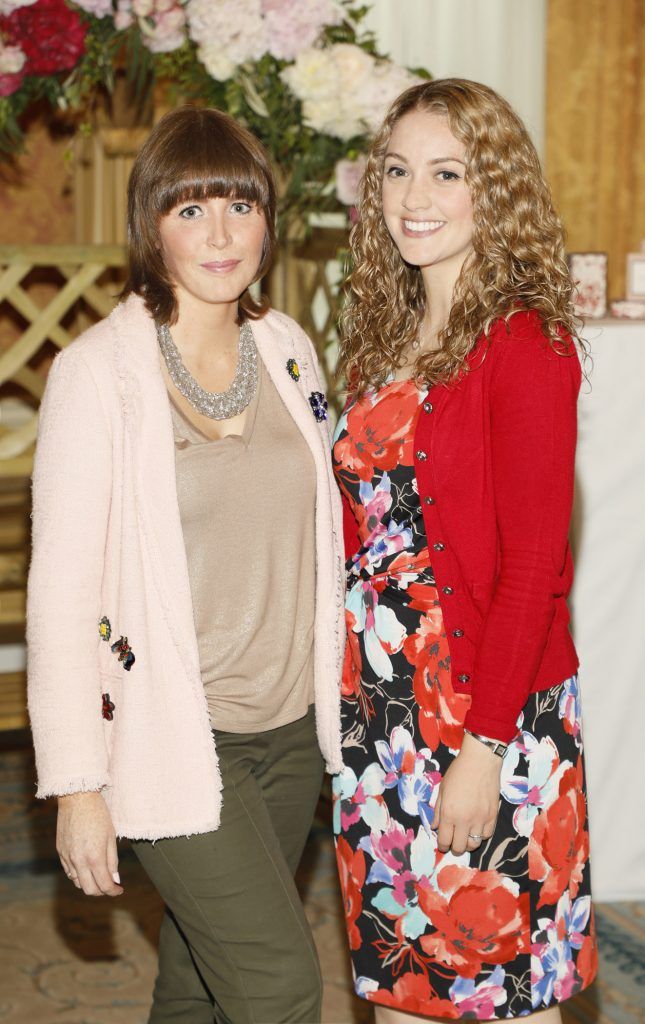 Niamh Wilson and Emma Maher at Johnson Brothers Prestige Christmas in July beauty showcase at the Shelbourne Hotel. Photo by Kieran Harnett