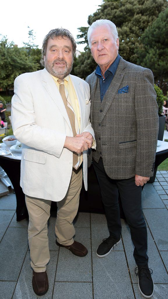 Brendan Grace and Ronan Collins pictured at the Triple celebration for Carol Hanna's Entertainment Agency at the Intercontinental Hotel in Ballsbridge, Dublin. Picture by Brian McEvoy