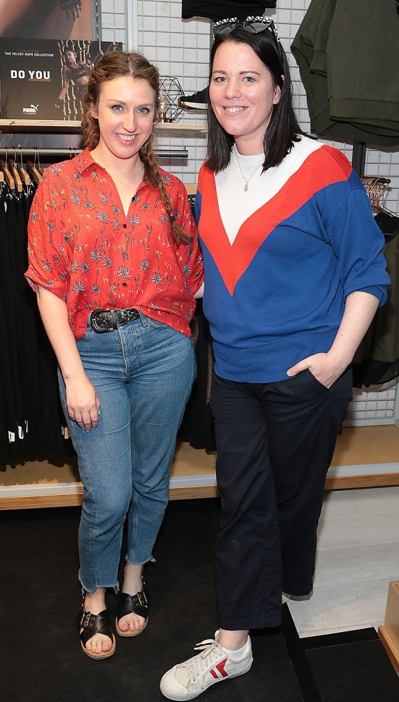 Faye McGillycuddy and Corina Gaffey Pictured at Life Style Sports, Grafton Street for the launch of the Puma Velvet Rope Collection. Photo by Brian McEvoy