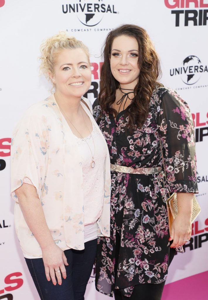 Louise Coughlan and Joanne Hanna at the Universal Pictures special preview screening of Girls Trip at Rathmines Omniplex. Photo Kieran Harnett