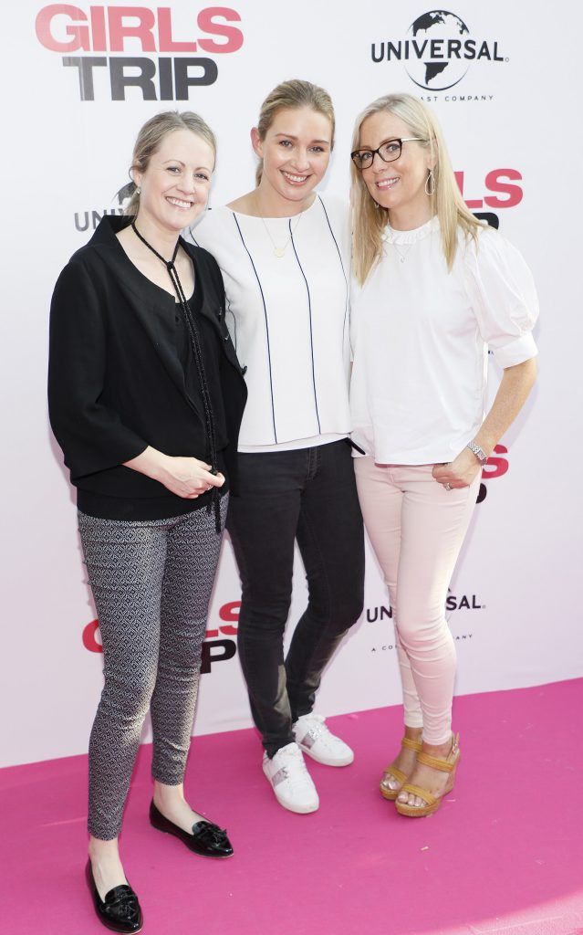 Emer Hayes, Anna Daly and Denise Connell at the Universal Pictures special preview screening of Girls Trip at Rathmines Omniplex. Photo Kieran Harnett