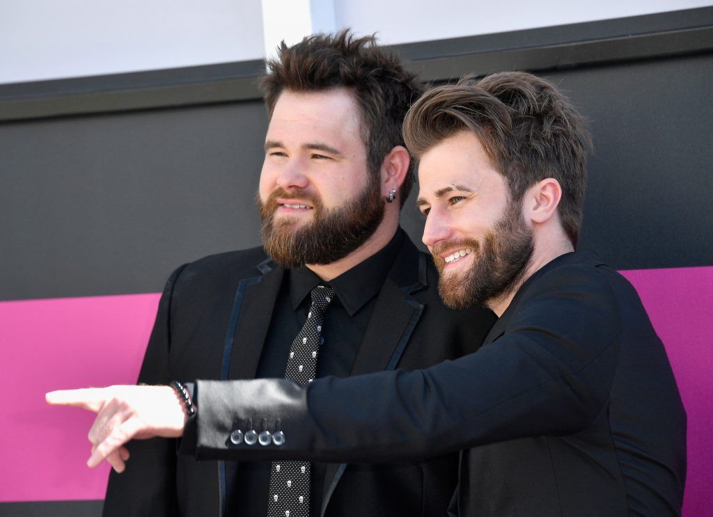 Musicians Zach Swon (L) and Cotton Swon of The Swon Brothers attend the 52nd Academy Of Country Music Awards at Toshiba Plaza on April 2, 2017 in Las Vegas, Nevada.  (Photo by Frazer Harrison/Getty Images)