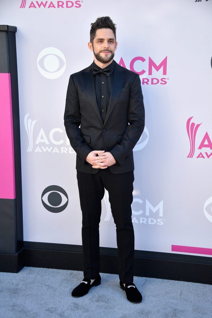 Recording artist Thomas Rhett attends the 52nd Academy Of Country Music Awards at Toshiba Plaza on April 2, 2017 in Las Vegas, Nevada.  (Photo by Frazer Harrison/Getty Images)
