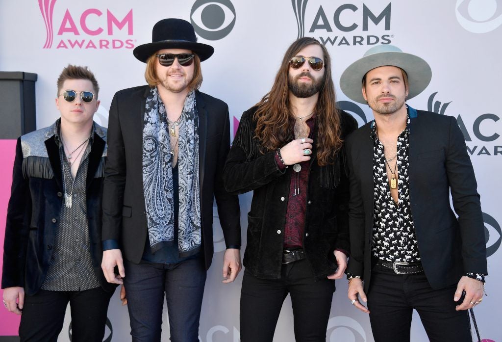 (L-R) Musicians Bill Satcher,  Michael Hobby, Graham DeLoach, and Zach Brown of A Thousand Horses attend the 52nd Academy Of Country Music Awards at Toshiba Plaza on April 2, 2017 in Las Vegas, Nevada.  (Photo by Frazer Harrison/Getty Images)