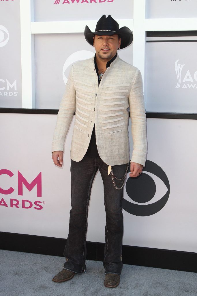 Jason Aldean, winner of the Academy of Country Music Entertainer of the Year Award, arrives for the 52nd Academy of Country Music Awards on April 2, 2017, at the T-Mobile Arena in Las Vegas, Nevada. (Photo TOMMASO BODDI/AFP/Getty Images)