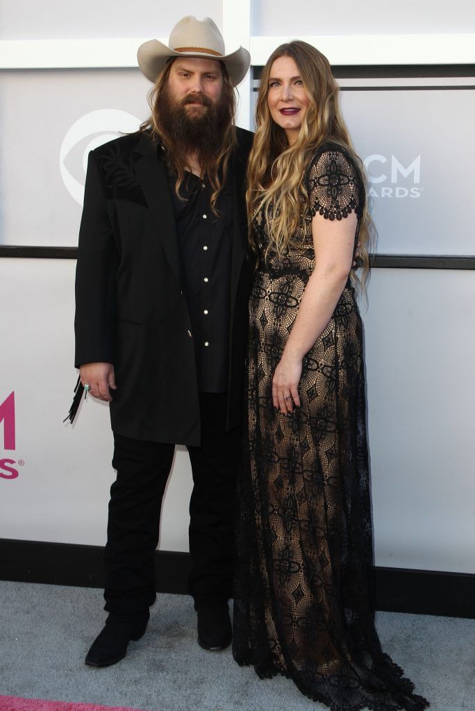 Recording artist Chris Stapleton (L) and Morgane Stapleton arrive for the 52nd Academy of Country Music Awards on April 2, 2017, at the T-Mobile Arena in Las Vegas, Nevada.  (Photo TOMMASO BODDI/AFP/Getty Images)