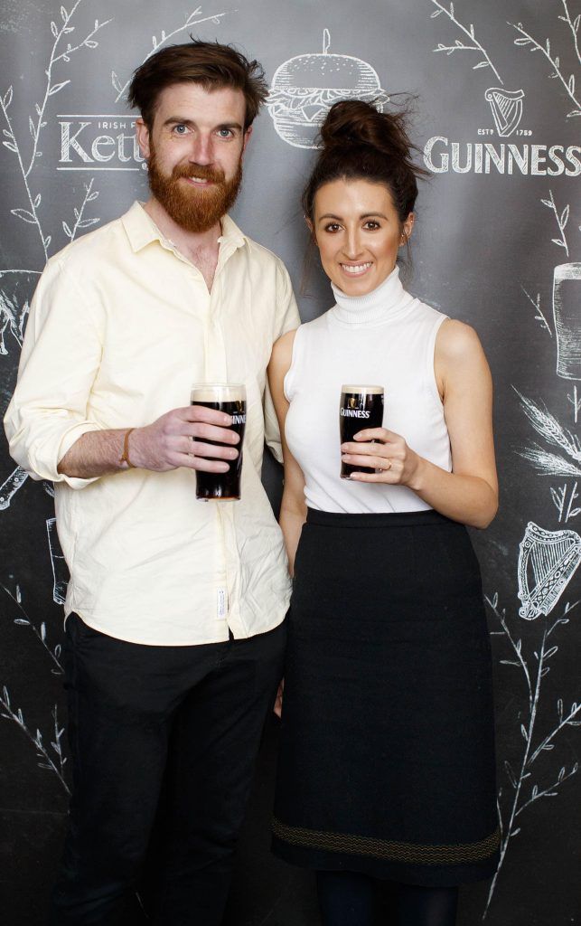 Benny Magennis and Michelle Reynolds pictured at an event in the Open Gate Brewery to celebrate the new partnership between multi award winning meat supplier, Kettyle Irish Foods and beer giant, Guinness, 04/04/17. Picture Andres Poveda