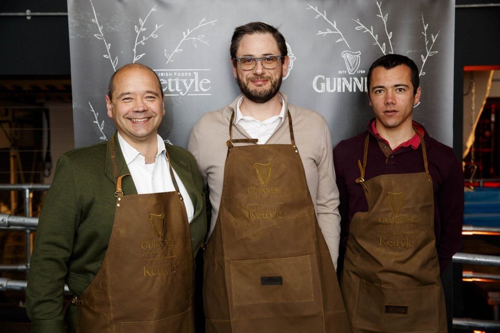 Jose Aznar, Mateo Pecchenino and David Aznar pictured at an event in the Open Gate Brewery to celebrate the new partnership between multi award winning meat supplier, Kettyle Irish Foods and beer giant, Guinness, 04/04/17. Picture Andres Poveda