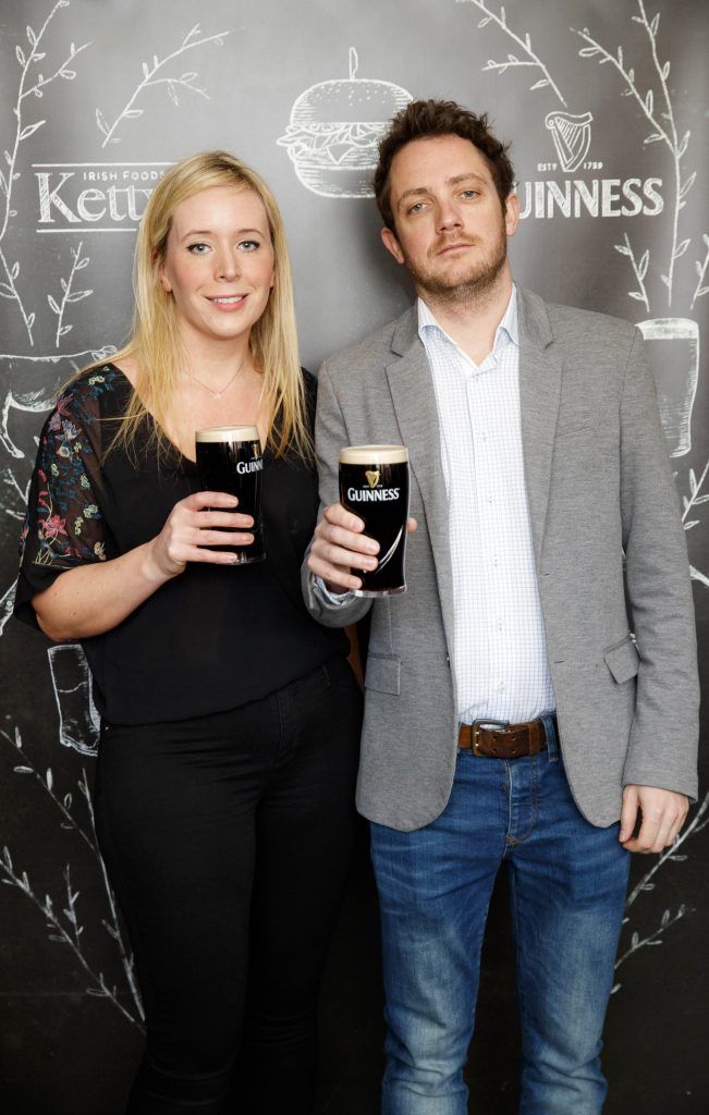 Dee Laffin and Danny O'Brien pictured at an event in the Open Gate Brewery to celebrate the new partnership between multi award winning meat supplier, Kettyle Irish Foods and beer giant, Guinness, 04/04/17. Picture Andres Poveda