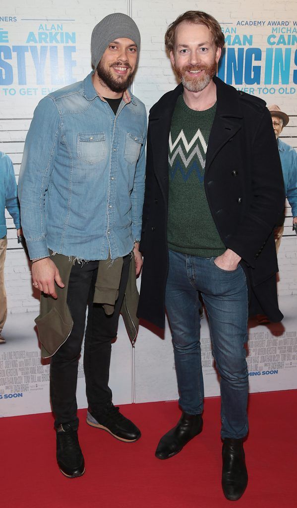 Carl Shabaan and Patrick Moynan pictured at the special preview screening of Going In Style at Omniplex, Rathmines, Dublin. Picture: Brian McEvoy