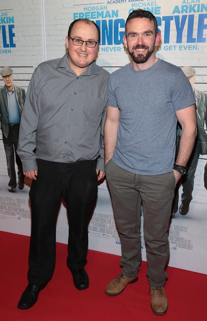 Garry Marsella and David McElligott pictured at the special preview screening of Going In Style at Omniplex, Rathmines, Dublin. Picture: Brian McEvoy