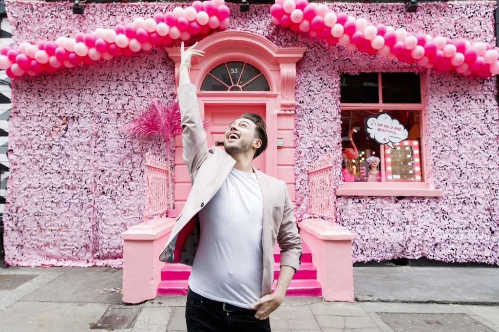Mark Rogers of Benefit Cosmetics pictured at the launch of the Benefit Cosmetics Bold is Beautiful Charity Campaign with a pop up pink shop on South William Street Dublin. Proceeds go to the Look Good Feel Better and Daisy House Ireland charities. Picture Andres Poveda