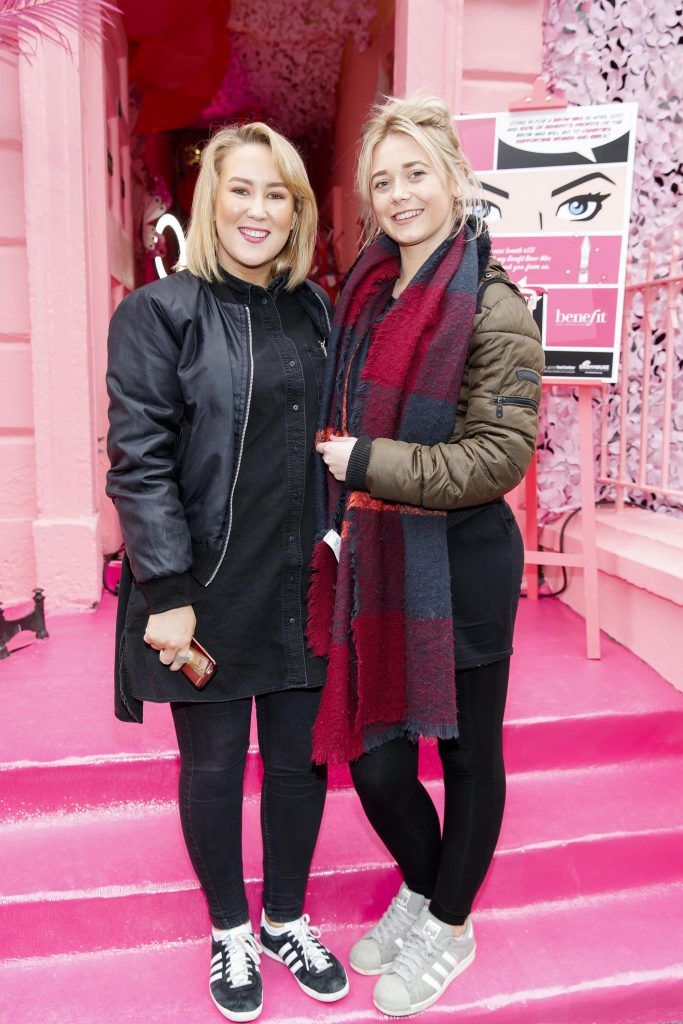 Hannah Ward and Sarah Fennan pictured at the launch of the Benefit Cosmetics Bold is Beautiful Charity Campaign with a pop up pink shop on South William Street Dublin. Proceeds go to the Look Good Feel Better and Daisy House Ireland charities. Picture Andres Poveda