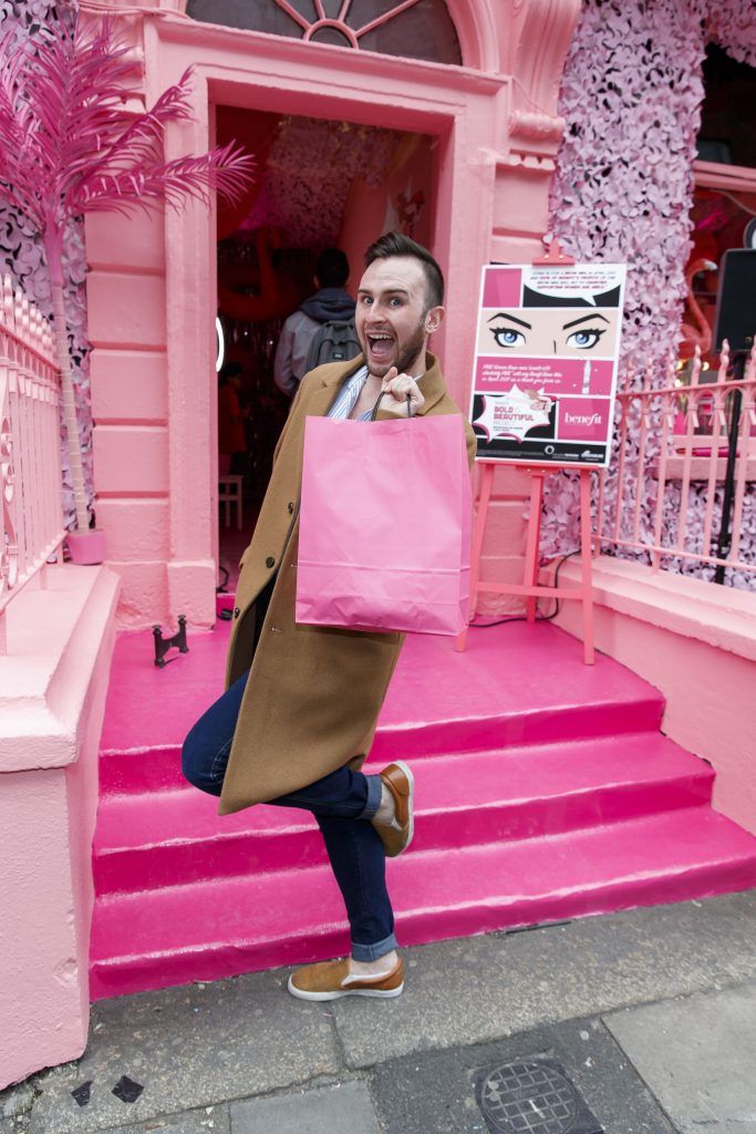 Paul Kinsella pictured at the launch of the Benefit Cosmetics Bold is Beautiful Charity Campaign with a pop up pink shop on South William Street Dublin. Proceeds go to the Look Good Feel Better and Daisy House Ireland charities. Picture Andres Poveda