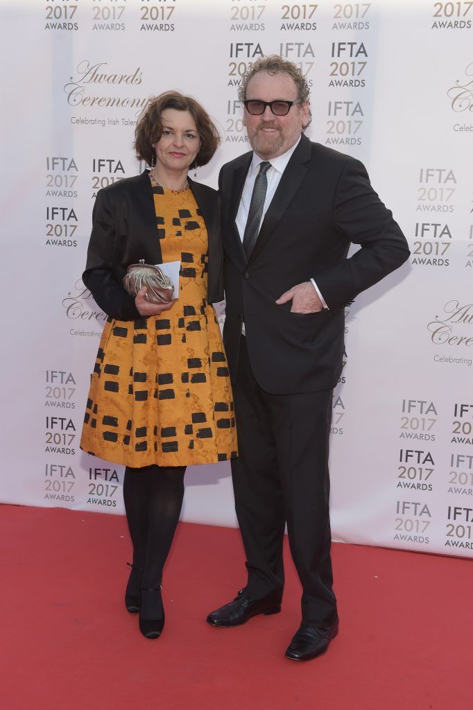 Colm Meaney with his wife Ines Glorian arriving on the red carpet for the IFTA Awards 2017 at the Mansion House, Dublin.
Photo by Michael Chester