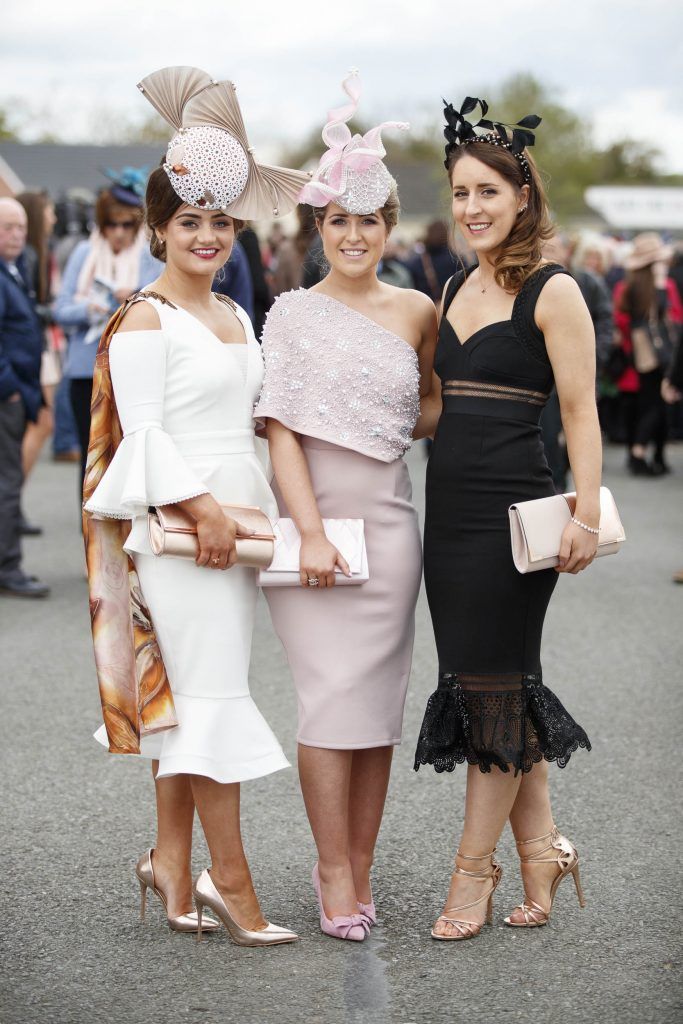 Aimee Farrell, Clare Digney and Niamh Moan from Armagh pictured at the Carton House Most Stylish Lady competition at the Irish Grand National Fairyhouse. Picture Andres Poveda