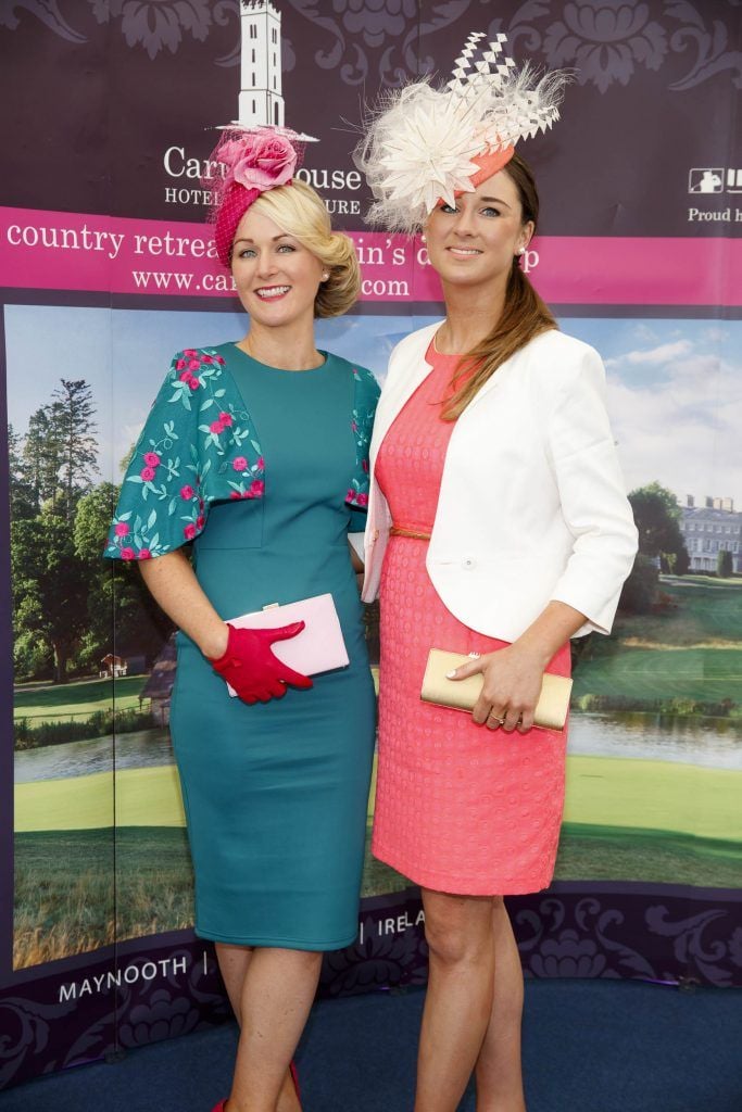 Niamh and Aisling Killilea from Oranmore, Co Galway pictured at the Carton House Most Stylish Lady competition at the Irish Grand National Fairyhouse. Picture Andres Poveda