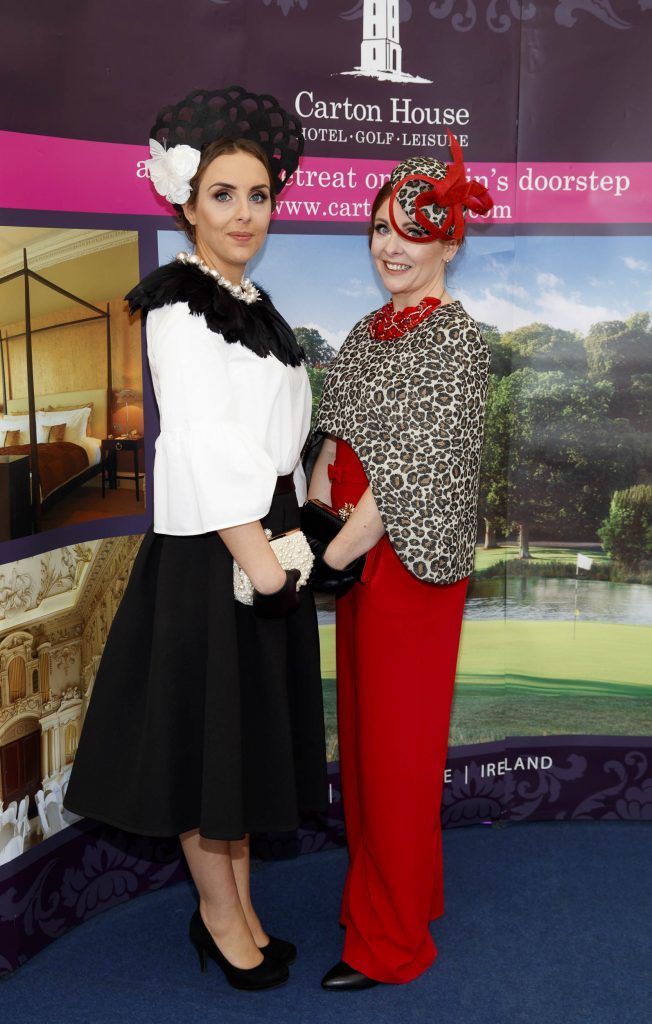 Grace Ryan and Eilish Ryna from Tipperary pictured at the Carton House Most Stylish Lady competition at the Irish Grand National Fairyhouse. Picture Andres Poveda