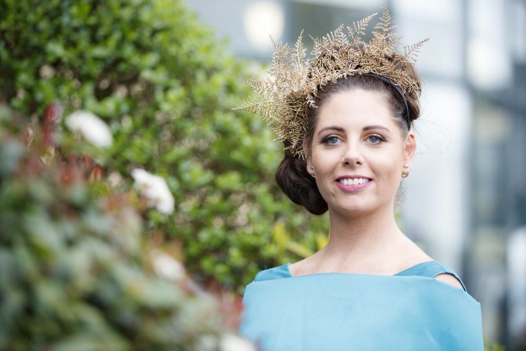 Gillian Duggan from Galway pictured at the Carton House Most Stylish Lady competition at the Irish Grand National Fairyhouse. Picture Andres Poveda