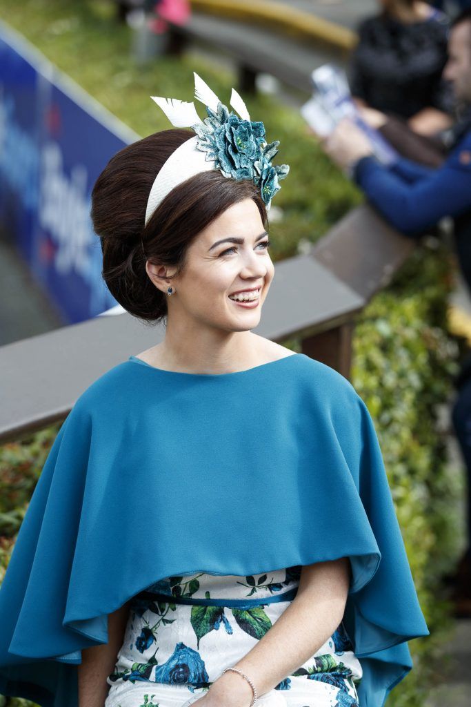 Sarah McEvoy from Armagh pictured at the Carton House Most Stylish Lady competition at the Irish Grand National Fairyhouse. Picture Andres Poveda