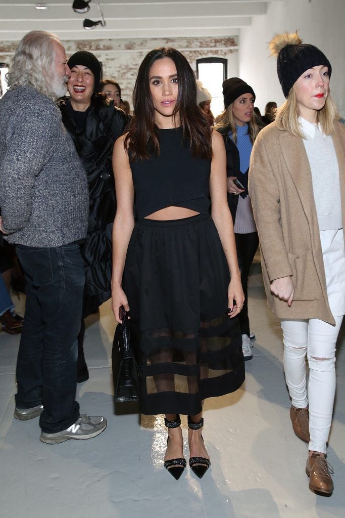 Meghan Markle attends the Misha Nonoo fashion show during Mercedes-Benz Fashion Week Fall 2015 the at Center 548 on February 14, 2015 in New York City.  (Photo by Monica Schipper/Getty Images)