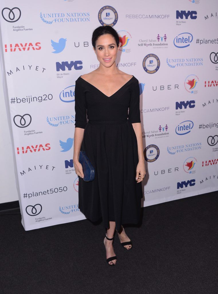 Meghan Markle attends the Step It Up For Gender Equality event celebrating the 20th anniversary of the fourth World Conference On Women in Beijing at Hammerstein Ballroom on March 10, 2015 in New York City.  (Photo by Stephen Lovekin/Getty Images)