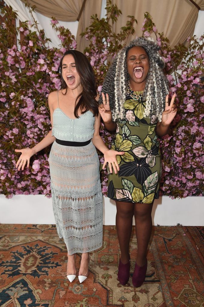 Meghan Markle and honoree Crystal Valentine attend Glamour and L'Oreal Paris Celebrate 2016 College Women Of The Year at NoMad Hotel Rooftop on April 27, 2016 in New York City.  (Photo by Nicholas Hunt/Getty Images for Glamour)