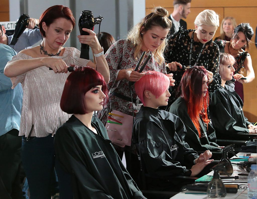 Hairdressers from salons all over the country at the L'Oreal Colour Trophy 2017 Semi Final event in the O'Reilly Hall, UCD, Dublin. Pic by Brian McEvoy