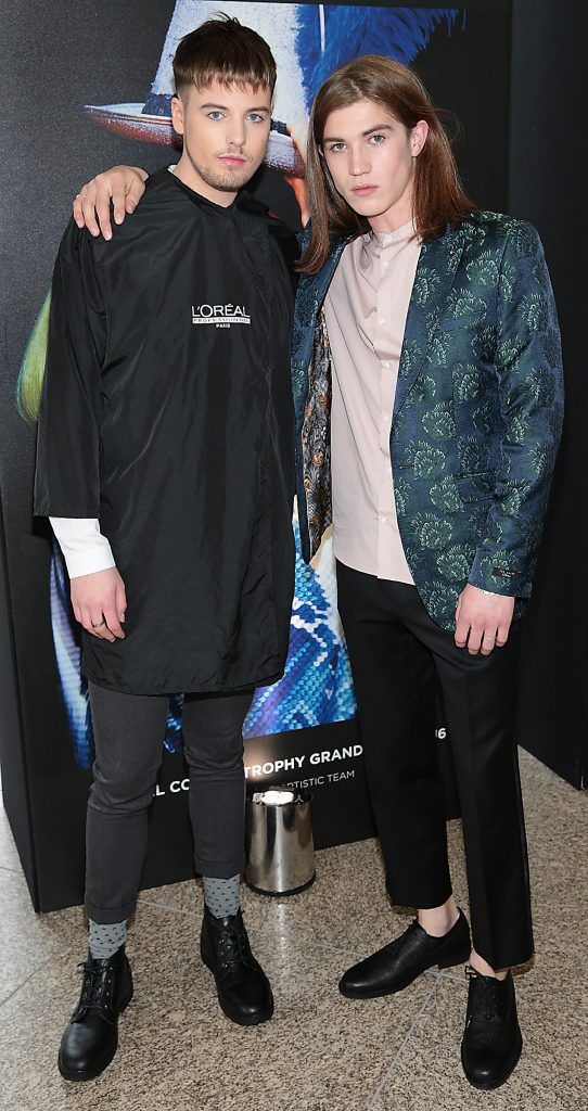 Nico Moore and Oisin Murphy at the L'Oreal Colour Trophy 2017 Semi Final event in the O'Reilly Hall, UCD, Dublin. Pic by Brian McEvoy