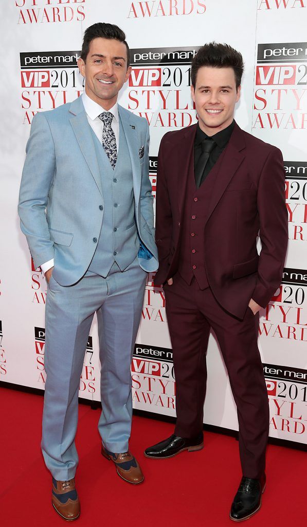 Aidan O Mahony and Dayl Cronin at the Peter Mark VIP Style Awards 2017 at The Marker Hotel, Dublin. Picture by Brian McEvoy.