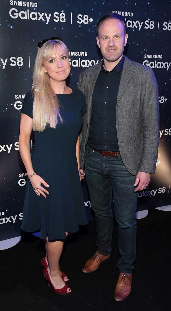 Fiona Moore and Dan Barron pictured at the launch event for the new Samsung Galaxy S8 and S8+ at the RHK, Dublin. Pic: Brian McEvoy
