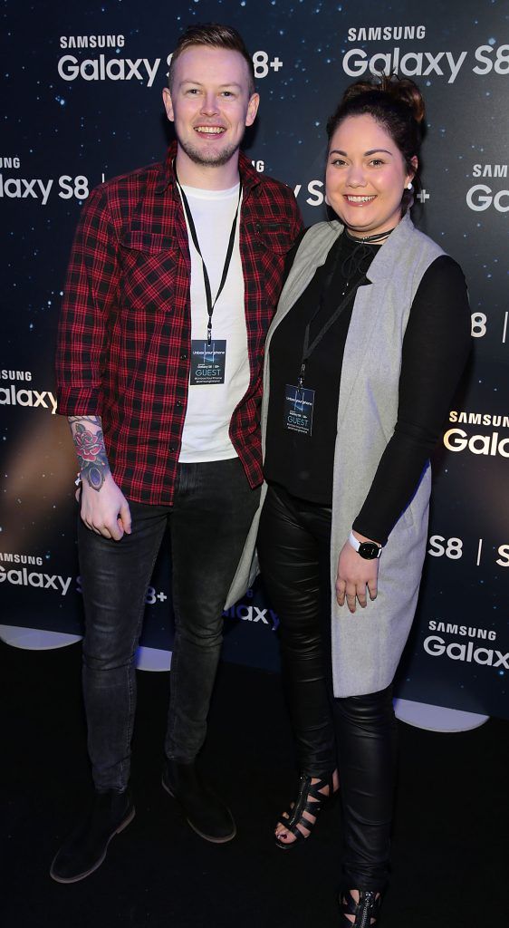 Grace Mongey and Chris Gernon pictured at the launch event for the new Samsung Galaxy S8 and S8+ at the RHK, Dublin. Pic: Brian McEvoy