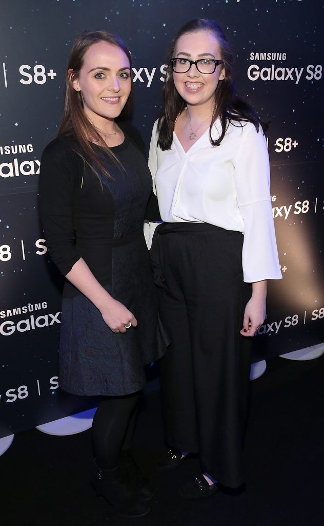Tara Carey and Niamh McCormack pictured at the launch event for the new Samsung Galaxy S8 and S8+ at the RHK, Dublin. Pic: Brian McEvoy