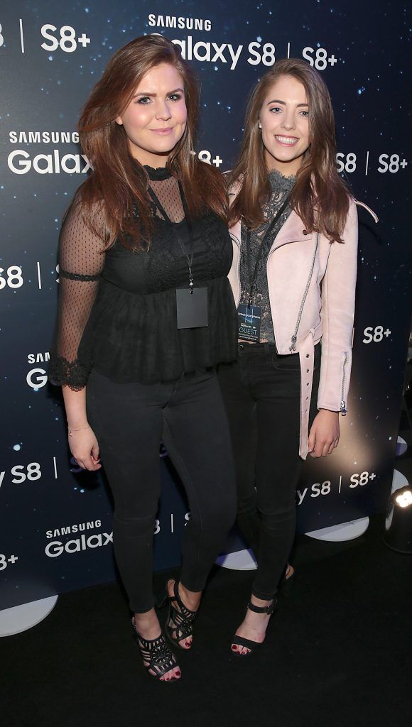 Lucy Maye Bradshaw and Amy Ward pictured at the launch event for the new Samsung Galaxy S8 and S8+ at the RHK, Dublin. Pic: Brian McEvoy
