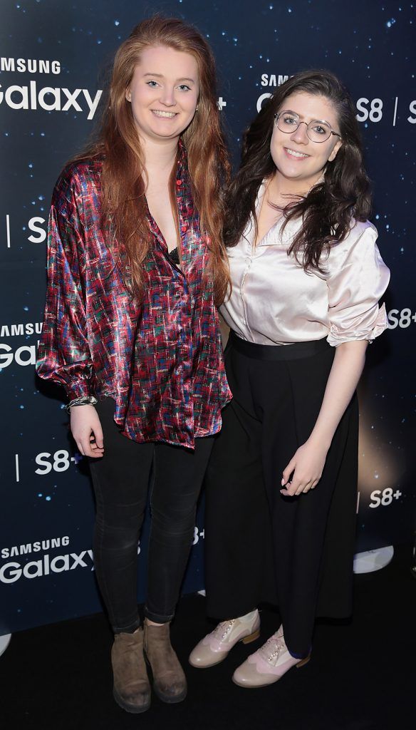 Sine McGoff and Fionnuala Jones pictured at the launch event for the new Samsung Galaxy S8 and S8+ at the RHK, Dublin. Pic: Brian McEvoy