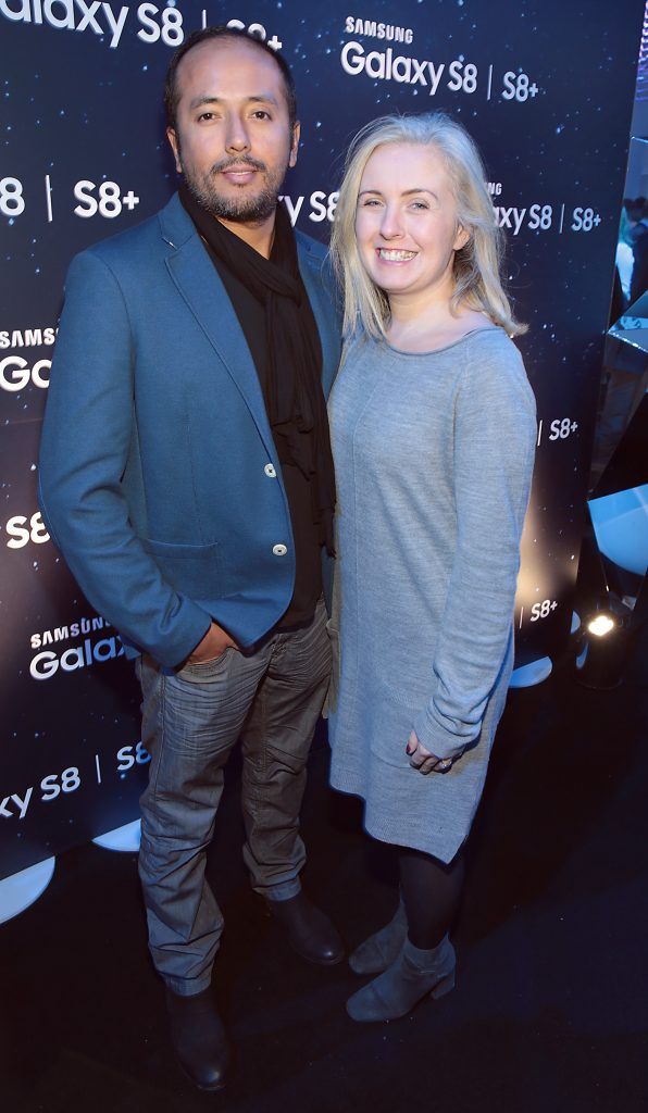 Gianmarco Alvarado and Claire Murphy pictured at the launch event for the new Samsung Galaxy S8 and S8+ at the RHK, Dublin. Pic: Brian McEvoy