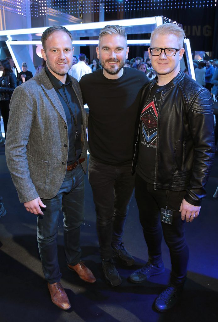 Dave Barron, Killian O Sullivan and Steve Cooper pictured at the launch event for the new Samsung Galaxy S8 and S8+ at the RHK, Dublin. Pic: Brian McEvoy