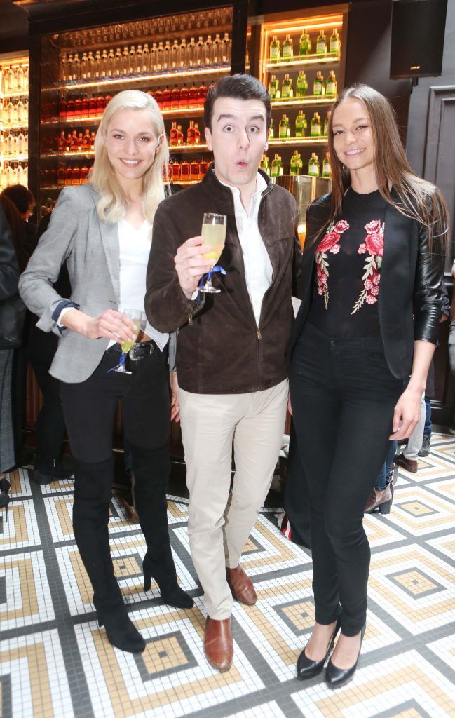 Pictured are Teo Sutra, Al Porter and Irma Mali, as Dublin's newest bar and restaurant NoLIta officially opened its doors with a red carpet reception on Thursday night where guests included Al Porter, Doireann Garrihy, Sybil Mulcahy Sean Munsanje, Teodora Sutra and Irma Mali. Photograph: Leon Farrell / Photocall Ireland